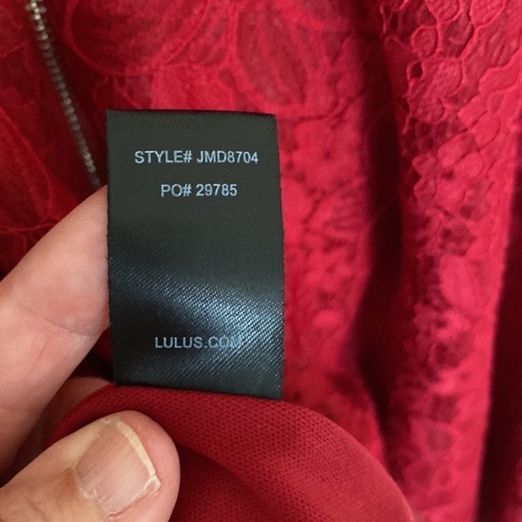 Lulu's Way With Words Berry Red Lace Skater Dress, Size Small - Picture 11 of 12